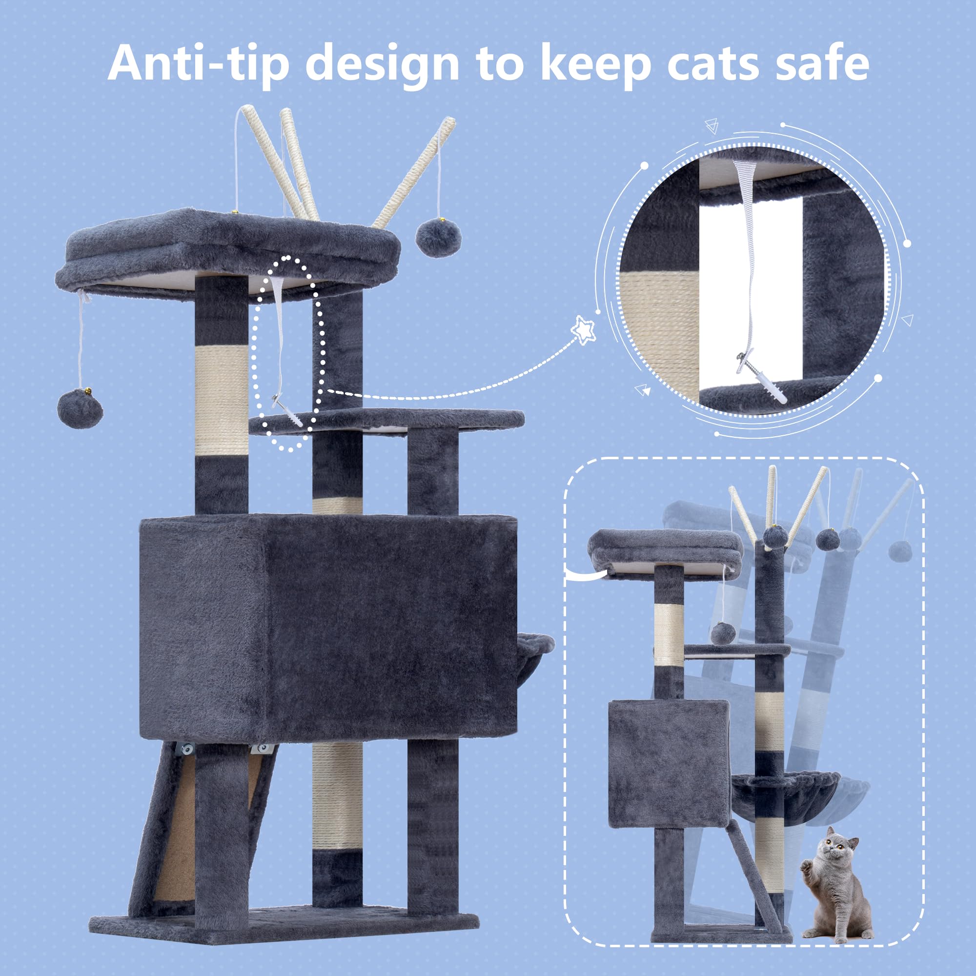Hey-brother cat tree tower ideal for indoor kittens and small cats.