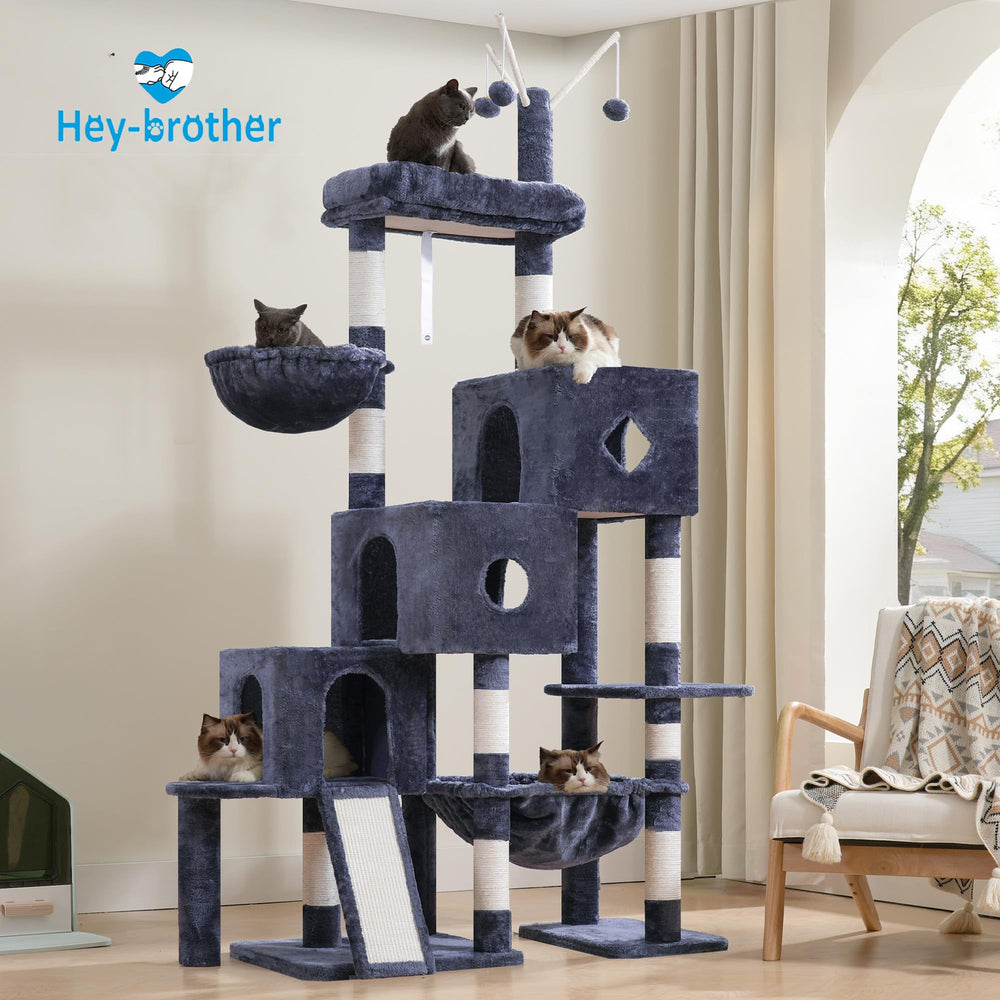 Hey-brother Cat Tree Tower interactive toys spark batting and play.