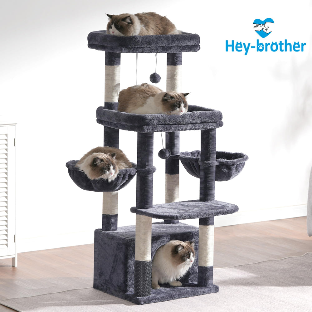 Spacious design supports multiple cats without competition.