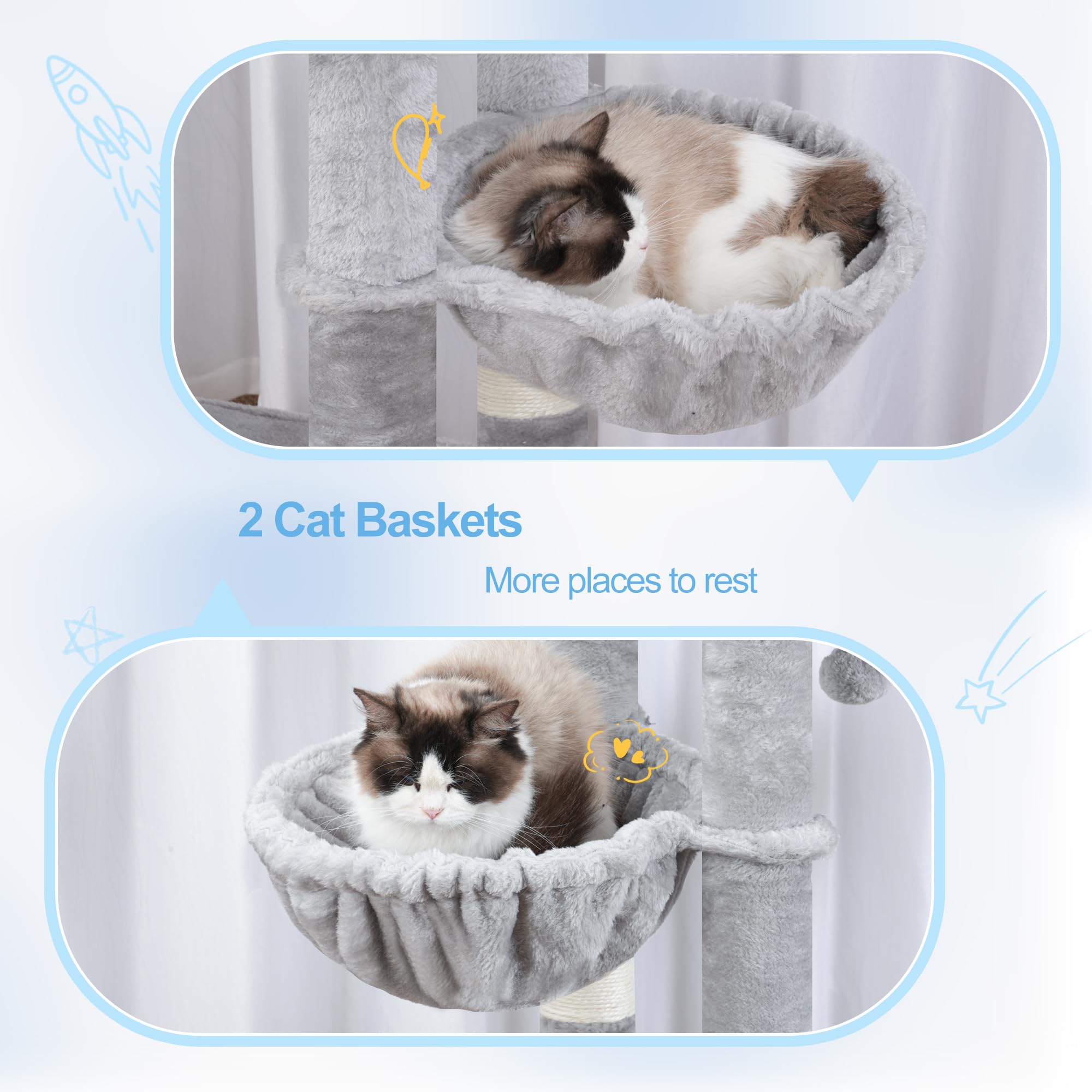 Hey-brother cat tree tower pedal design eases climbing for kittens and seniors