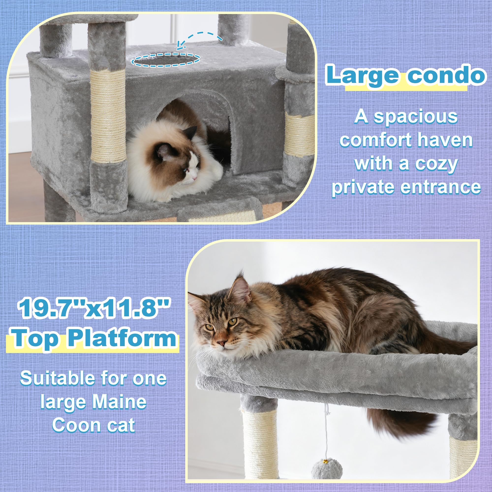 Hey-brother cat tree tower scratching board included for claws