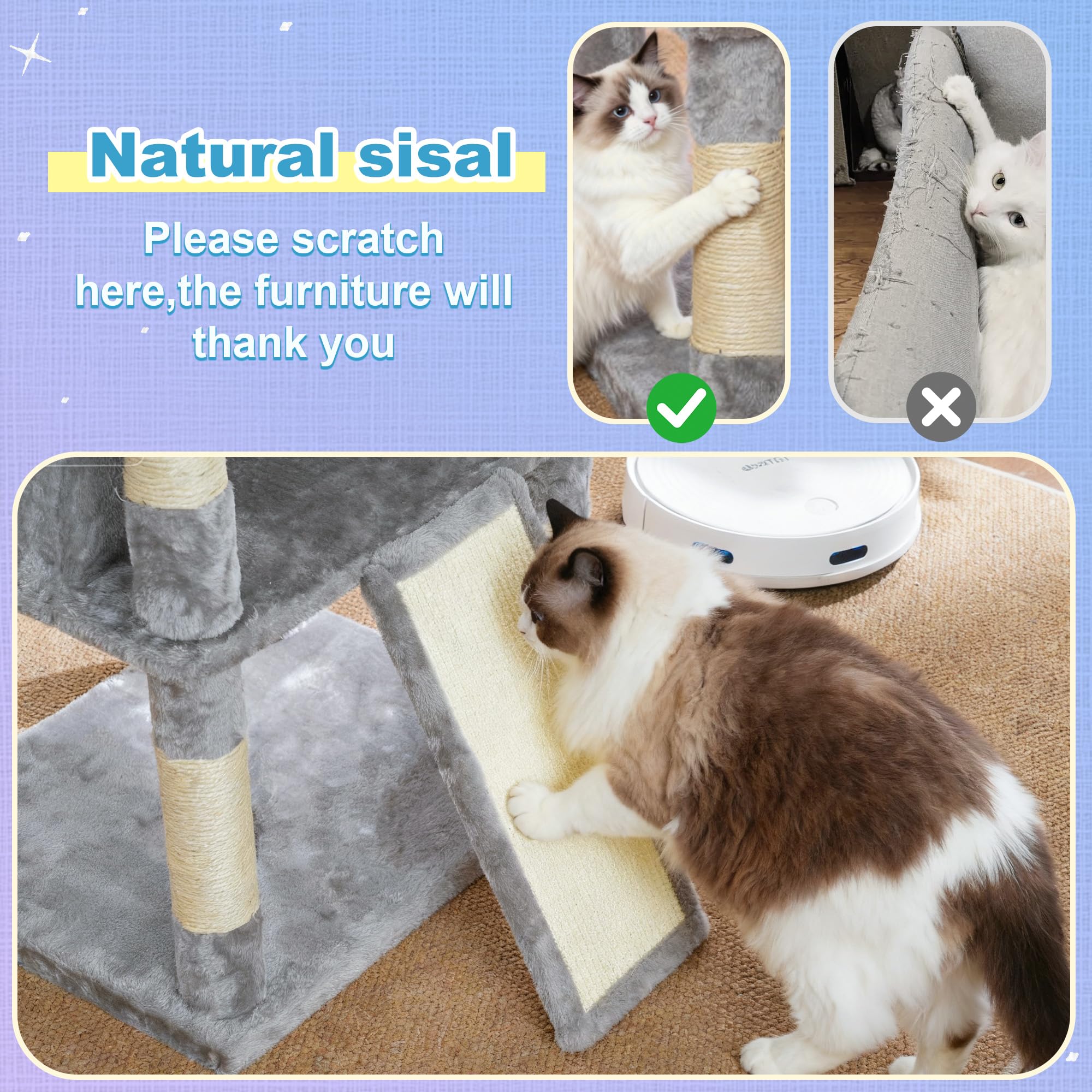 Hey-brother cat tree tower nine scratching posts protect furniture