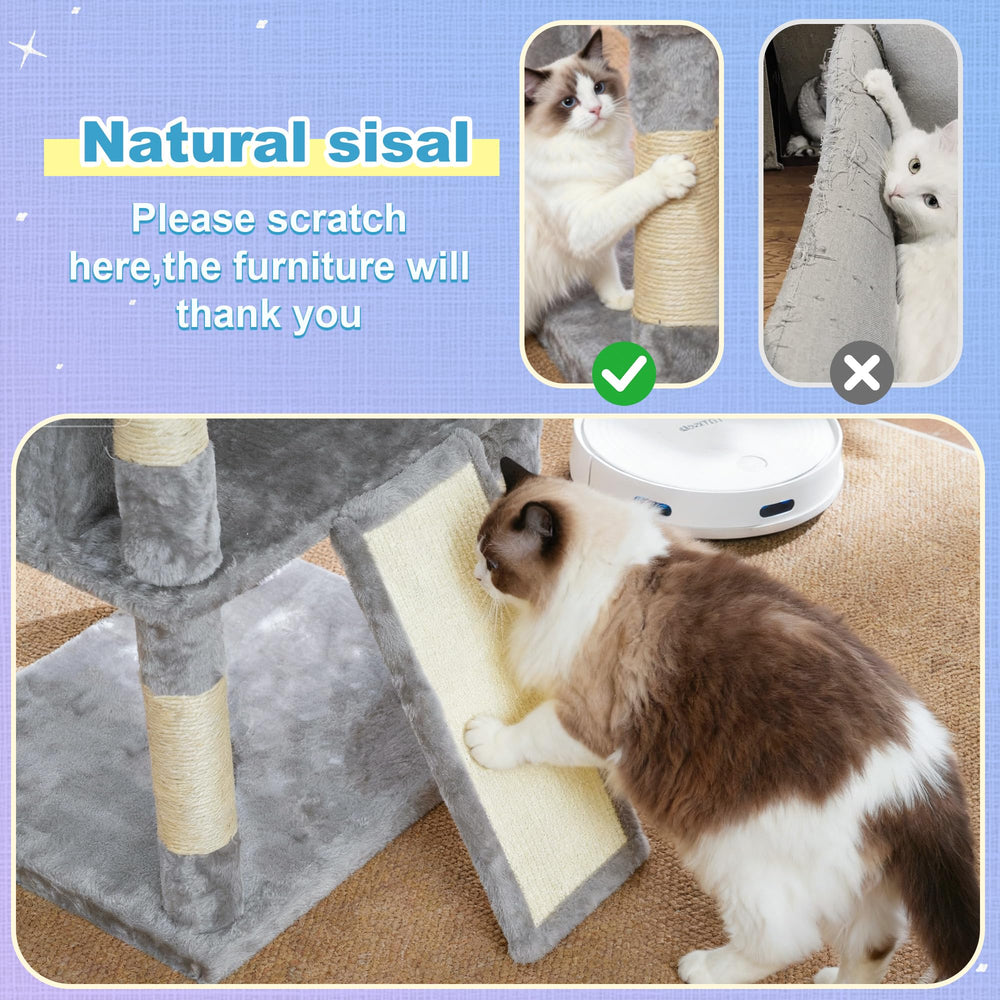 Hey-brother cat tree tower nine scratching posts protect furniture