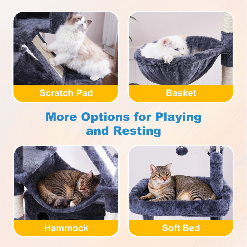 Hey-brother cat tree tower natural sisal posts for scratching