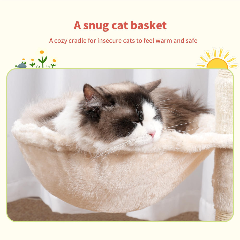 Hey-brother Cat Tree with sisal scratch posts for healthy scratching.