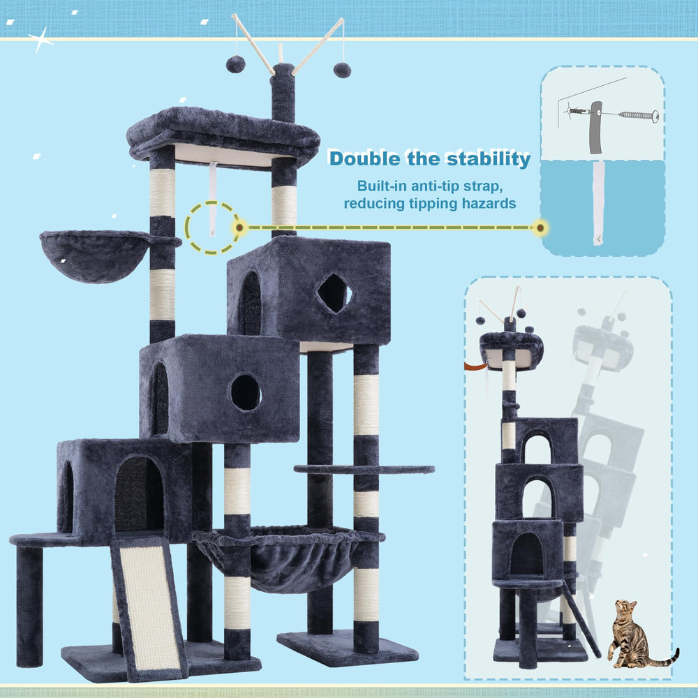 Hey-brother Cat Tree Tower sisal scratching posts protect furniture.