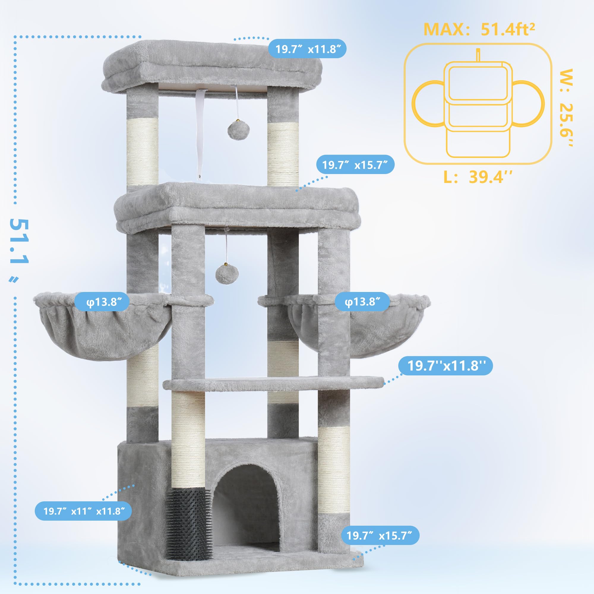 Hey-brother cat tree tower spacious condo for private cat retreat