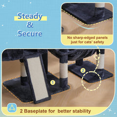 Hey-brother Cat Tree Tower spacious platforms encourage play and stretch.