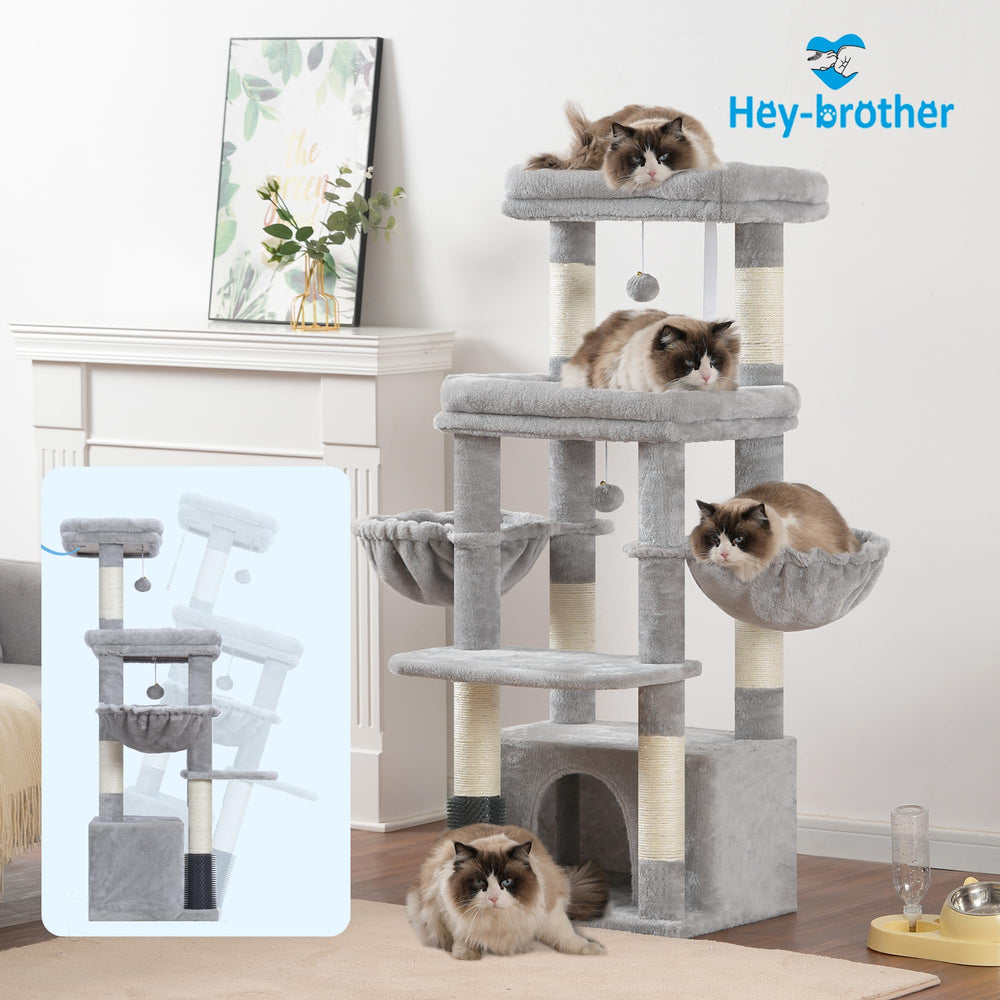 Hey-brother cat tree tower wooden base stabilizers reduce wobble