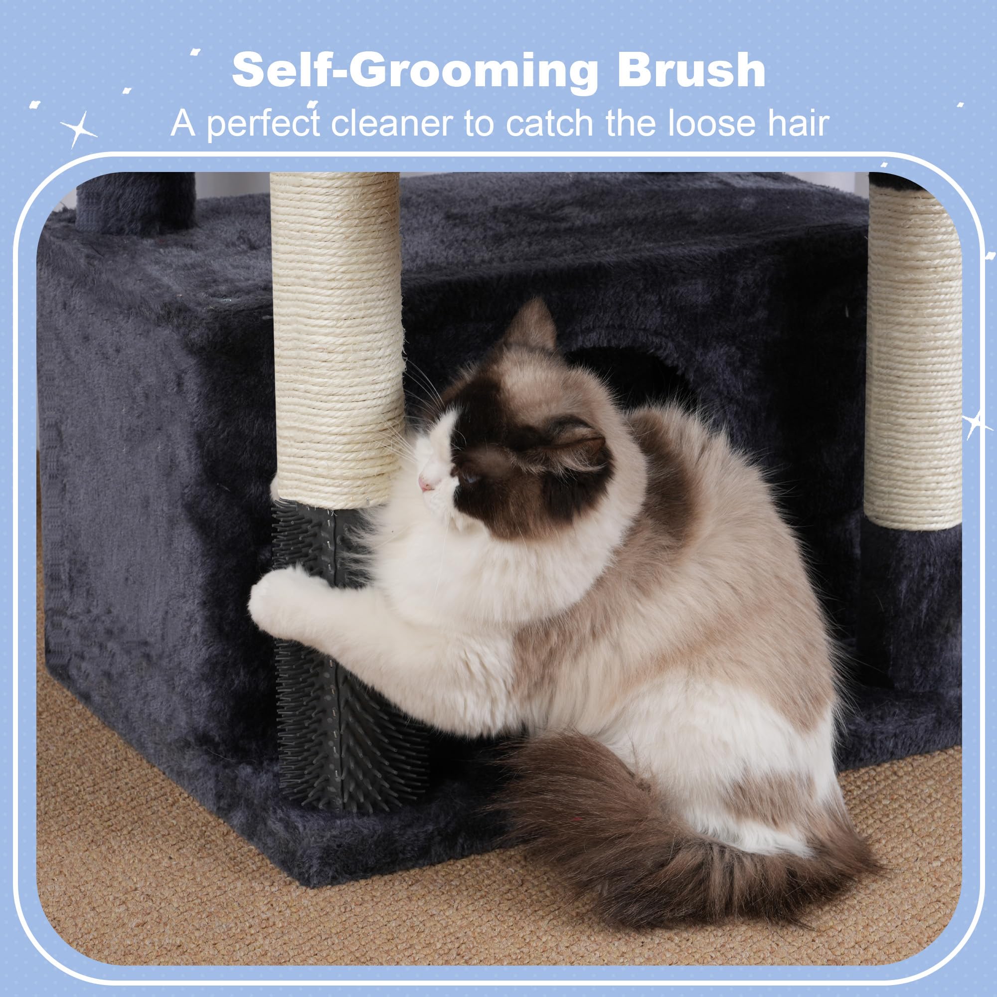 Anti-tip straps keep the tree stable for active cats.