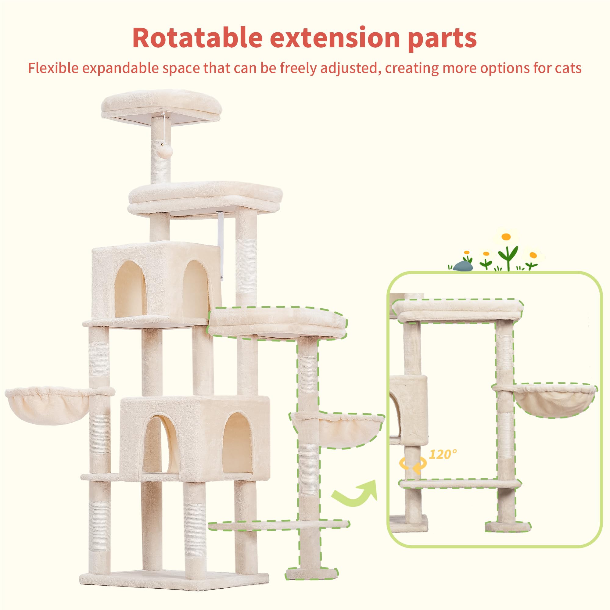 Hey-brother Cat Tree Tower top-platform offers high vantage point for curious cats