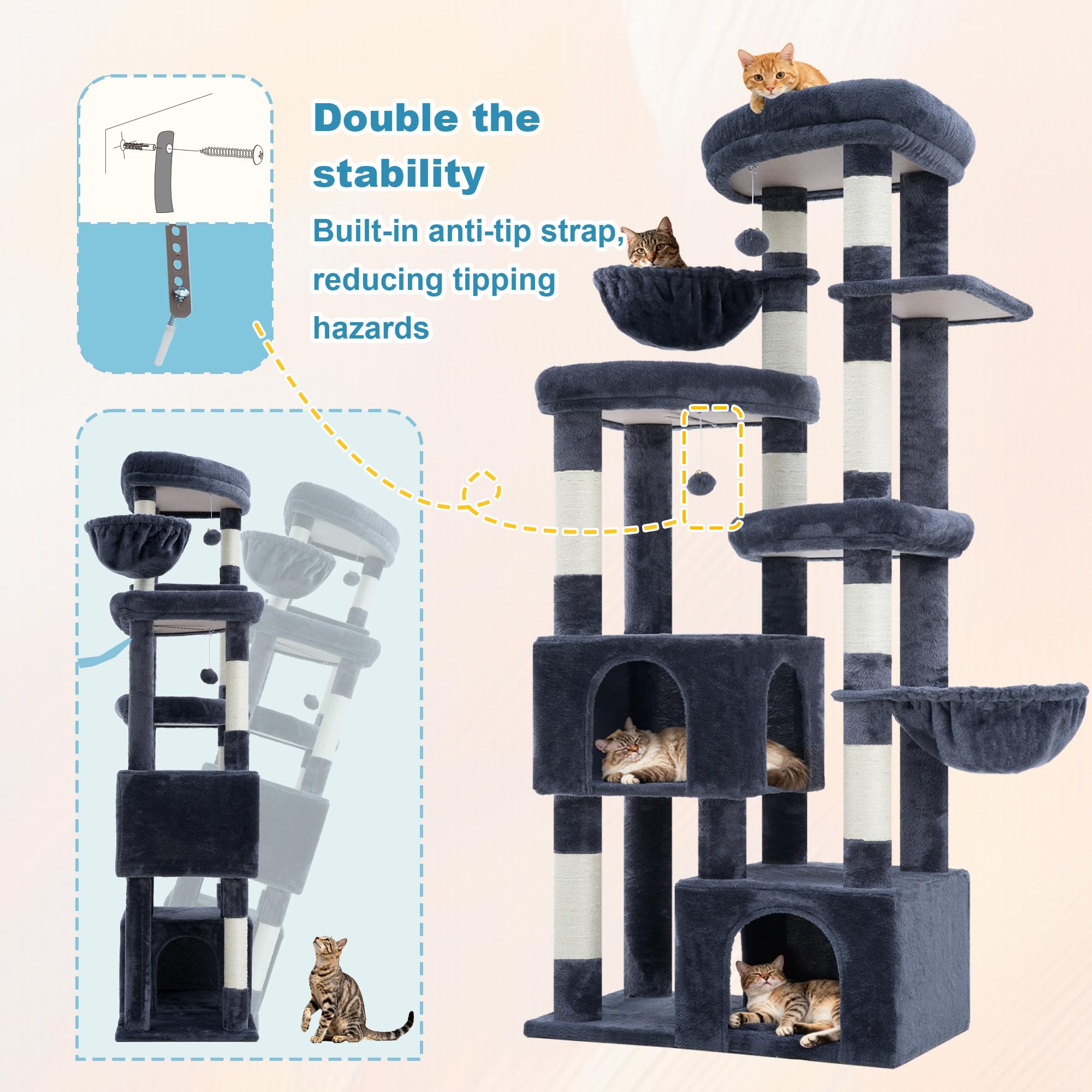 Hey-brother Cat Tree corner-friendly setup for space-saving placement.