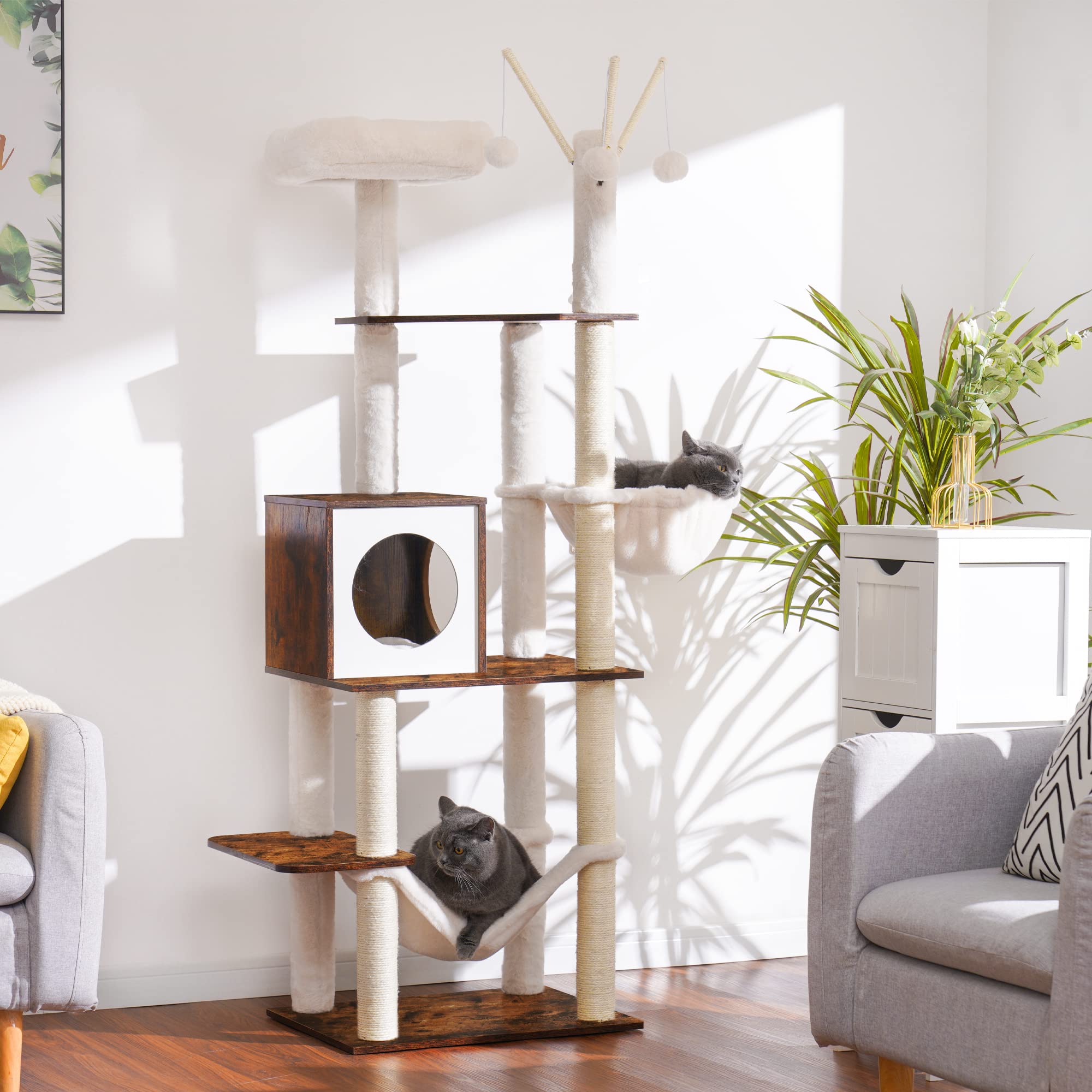 Hey-brother cat tree with sisal posts supports natural claw sharpening