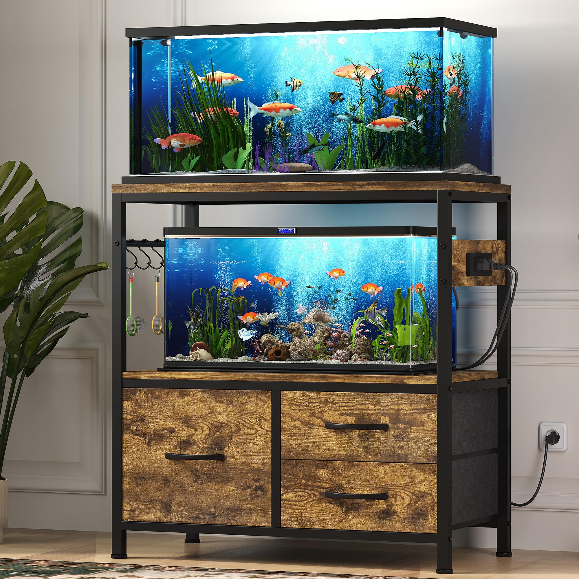 Heybly top-view stand surface supports 20-29 gallon tanks with stable layout.