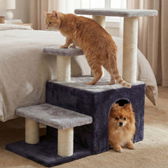 Heybly 4-tier cat stairs with condo aids climbing to high surfaces.