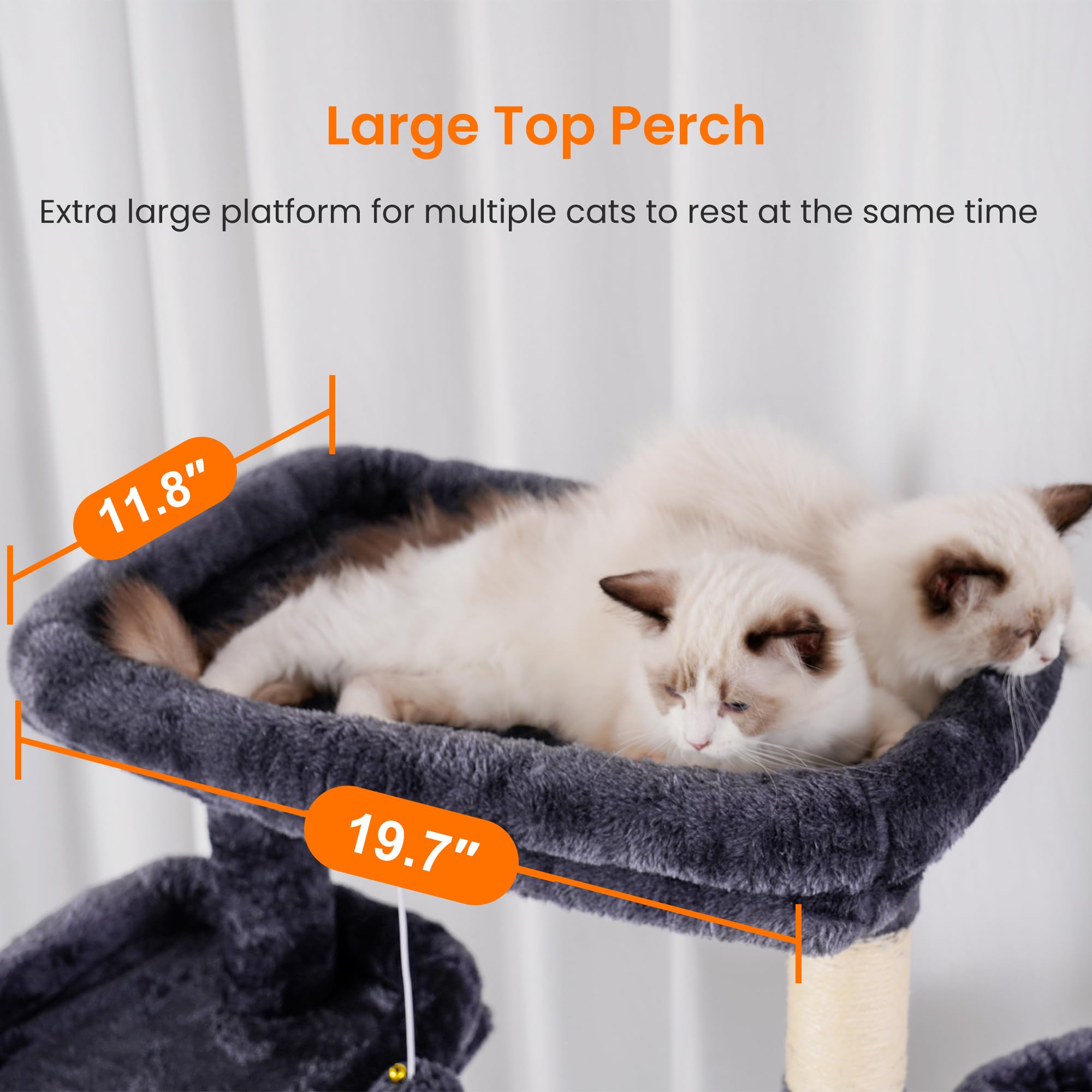 Heybly Cat Tree large cave offers a private hideaway for cats after play.