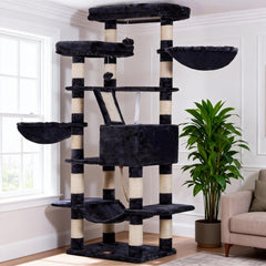 Heybly Cat Tree 68in top platforms provide a sturdy perch for relaxed viewing.