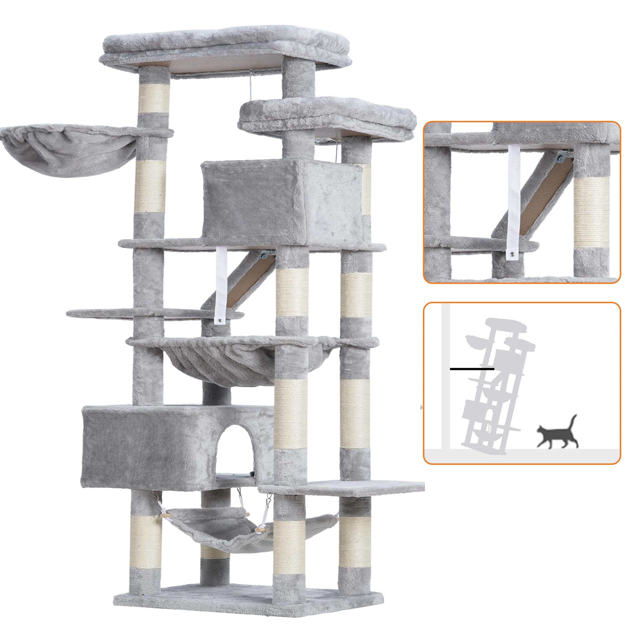 Heybly Cat Tree 71inch easy-assembly with included tools