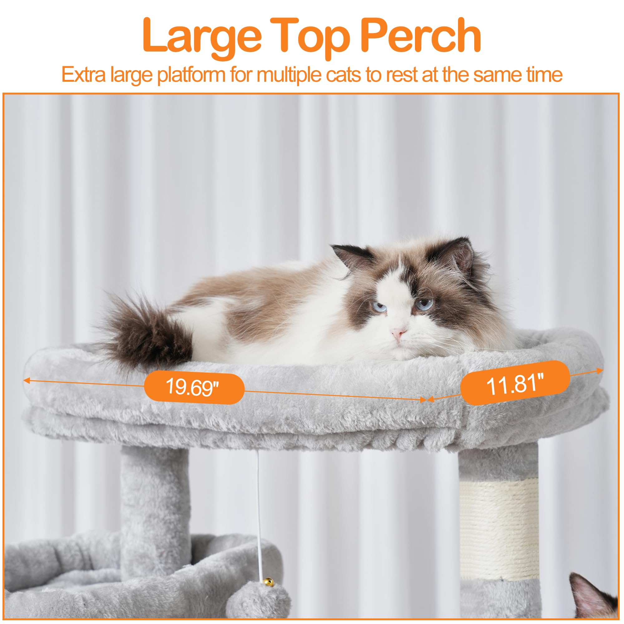 Heybly Cat Tree 71inch basket offers a snug nap spot