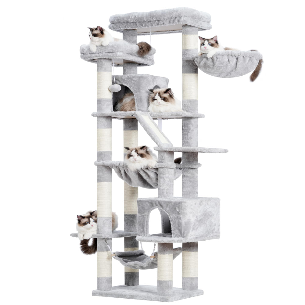 Heybly Cat Tree 71inch fabric surface is wipe-clean