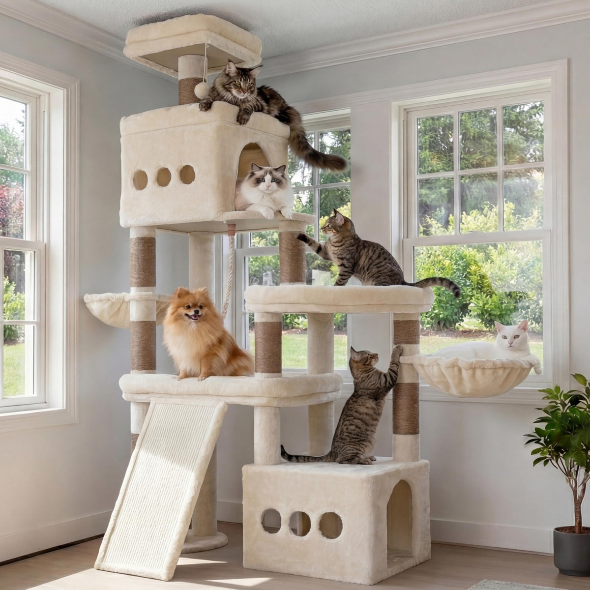 Heybly cat tree base anti-tip design for secure stability with large cats