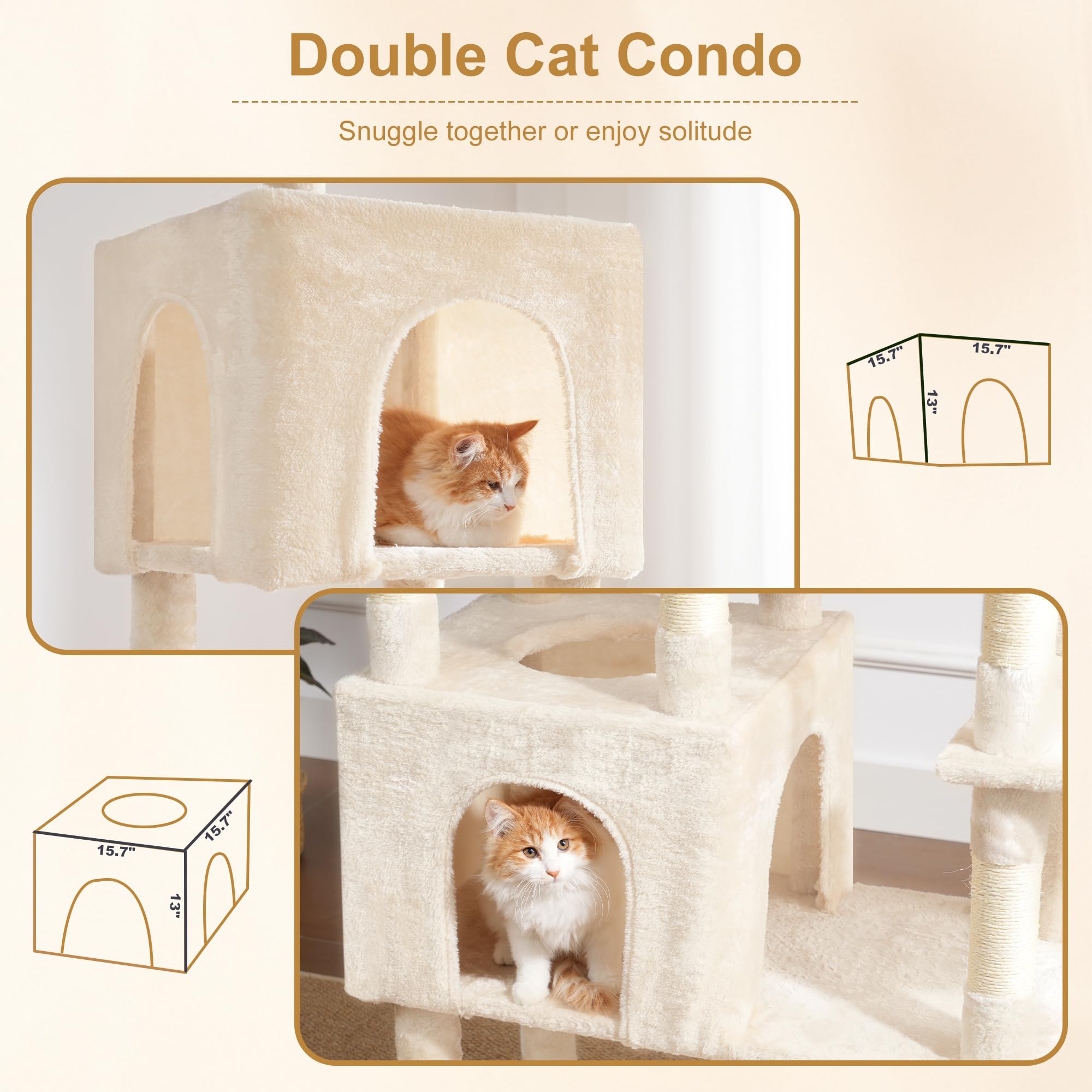 Heybly cat tree anti-tip strap adds stability during rambunctious activity.