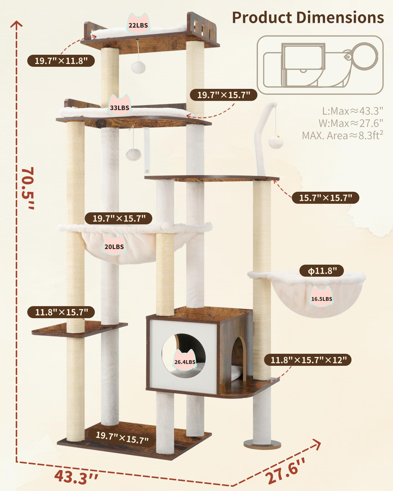 Heybly Cat Tree anti-tipping strap adds safety for multi-cat homes