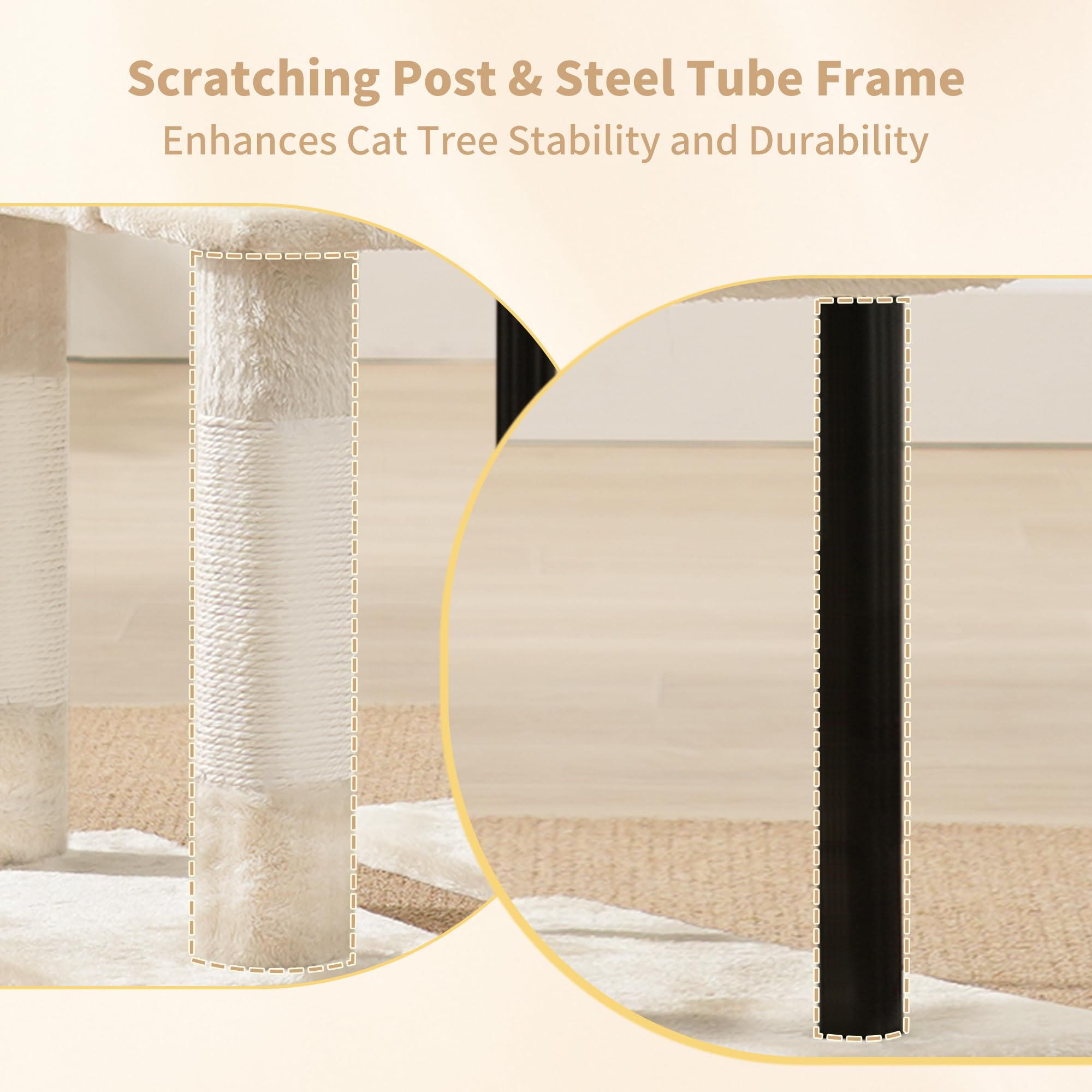 Heybly cat tree anti-tipping straps help keep the base steady