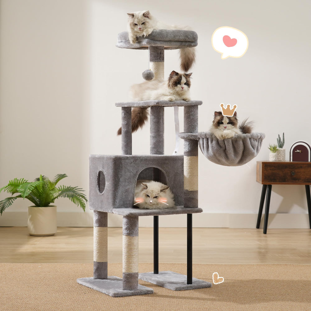 Heybly Cat Tree anti-tipping straps boost stability during energetic moments.