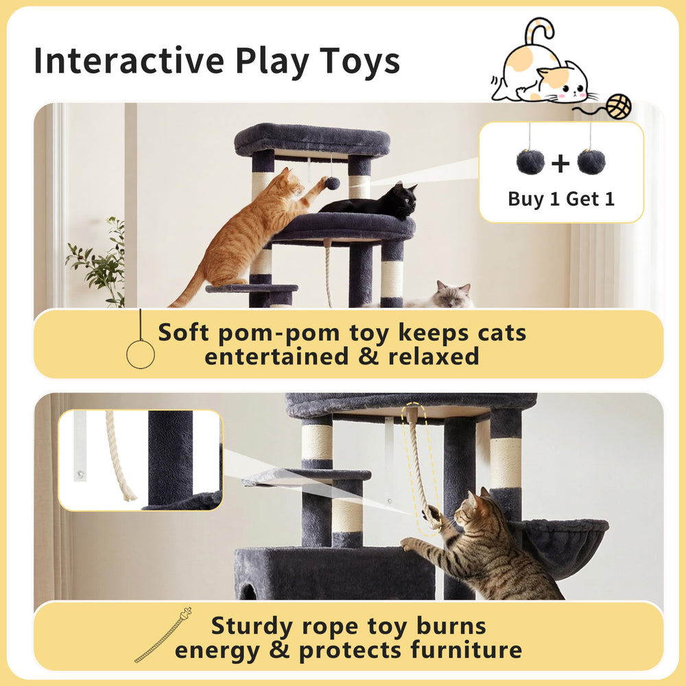Heybly cat tree assembly-guide image helps quick setup.