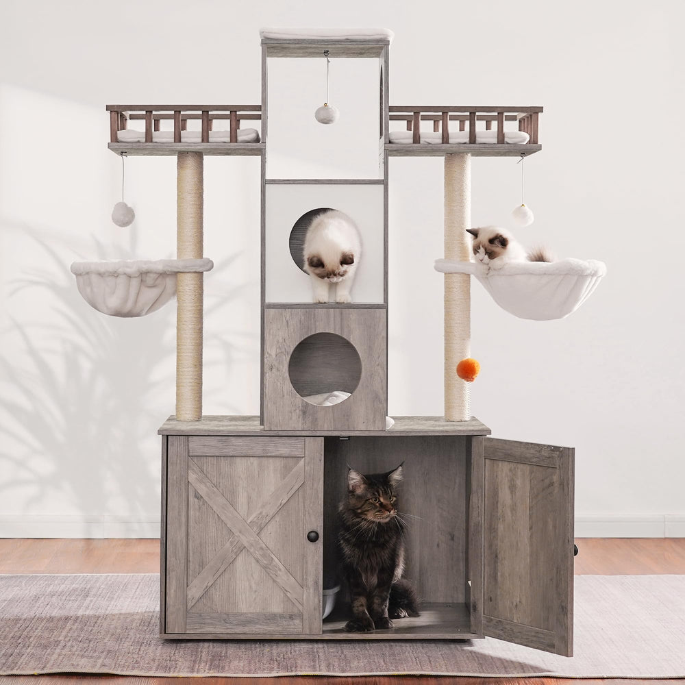 Heybly cat tree basket shelters kittens and adults for safe rest.