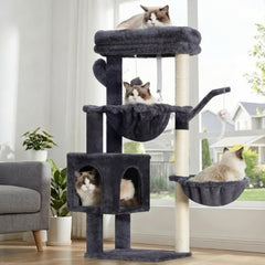 Heybly Cat Tree condo offers a cozy private retreat for naps