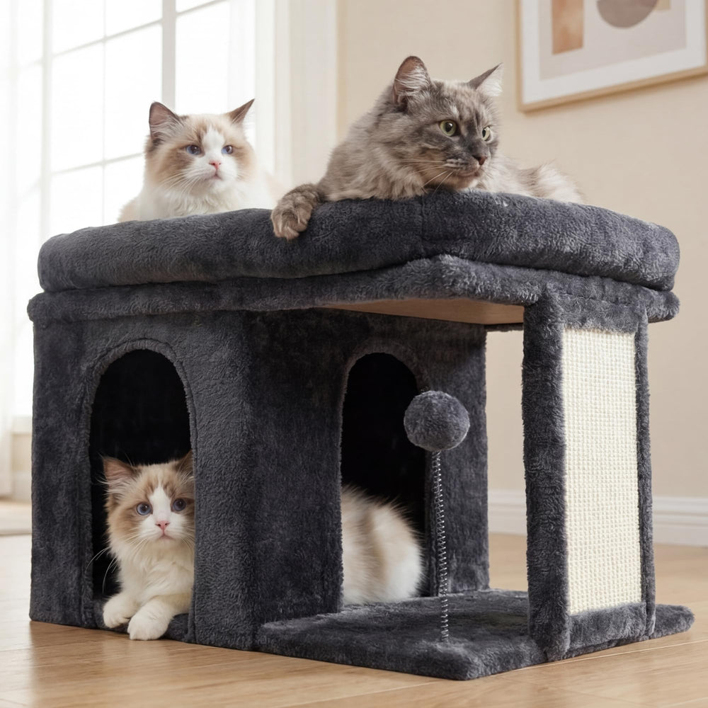 Heybly cat tree compact 14-inch footprint fits small rooms
