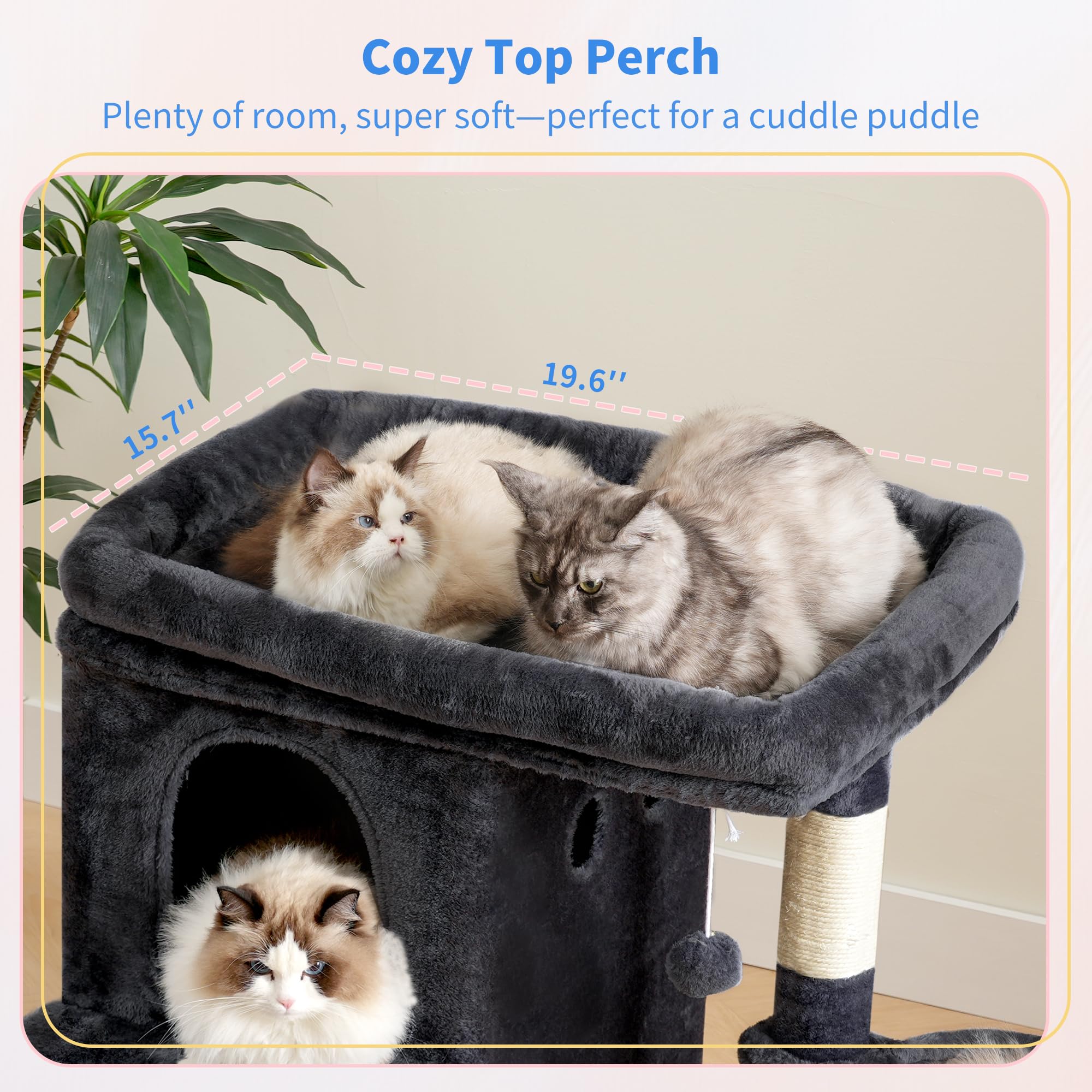 Heybly cat-tree compact-25-6-inch fits neatly in living spaces for multi-cat homes.