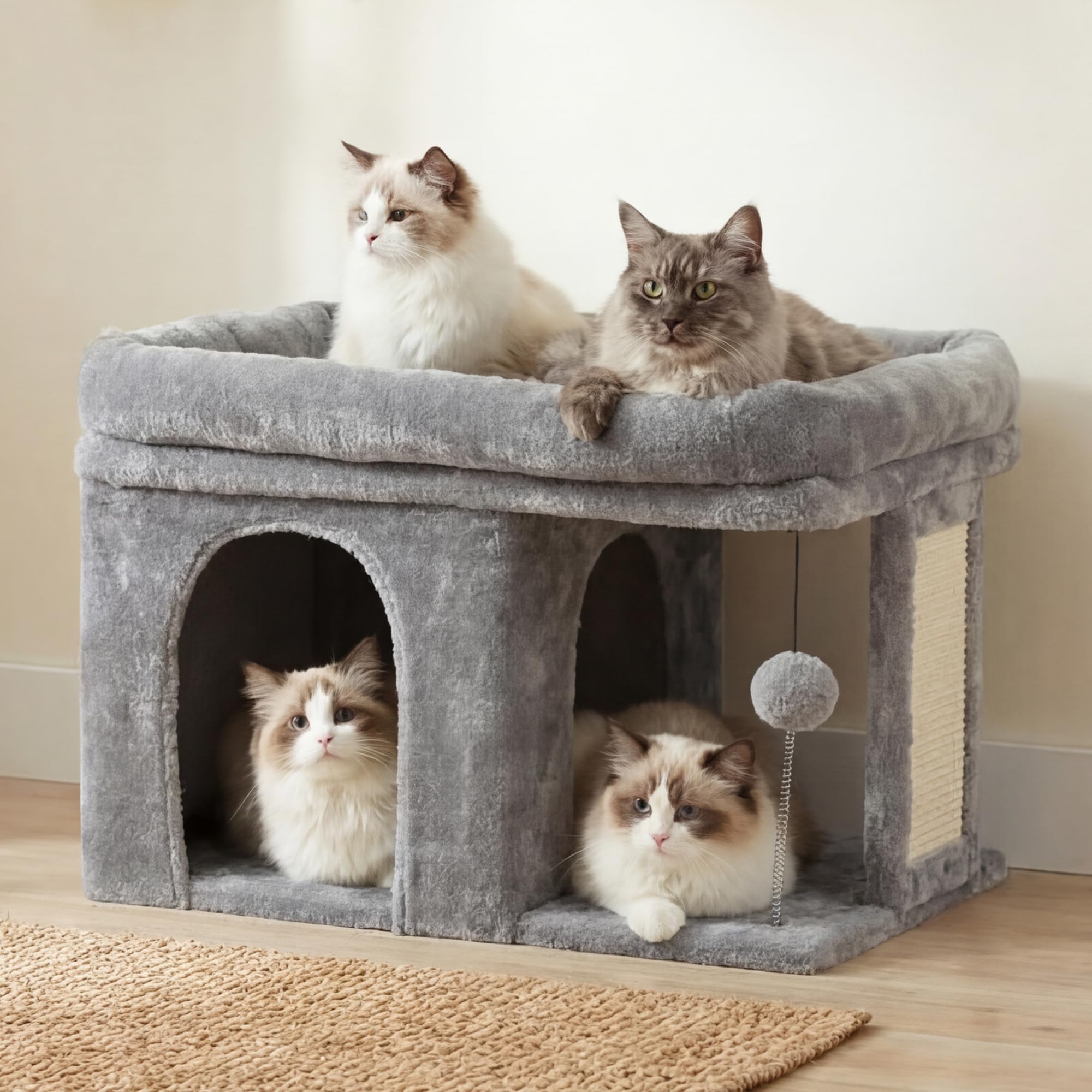 Heybly Cat Tree condo resting space provides a cozy hideaway for naps.