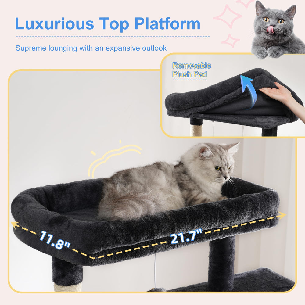 Heybly cat condos offer private nooks for naps and retreat.