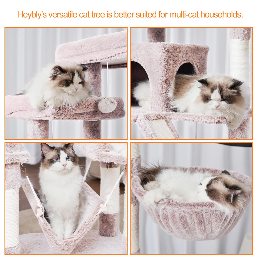 Heybly Cat Tree cozy basket provides a cozy retreat and observation point