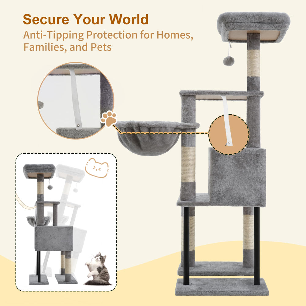 Heybly Cat Tree cozy cat basket offers a quiet nap sanctuary.