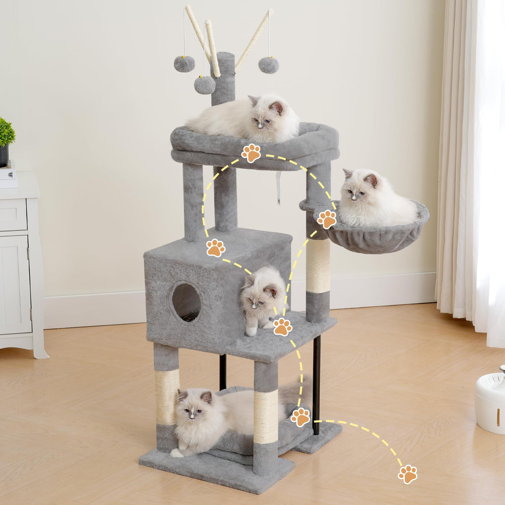 Heybly cat tree cozy condo creates a private space for napping.
