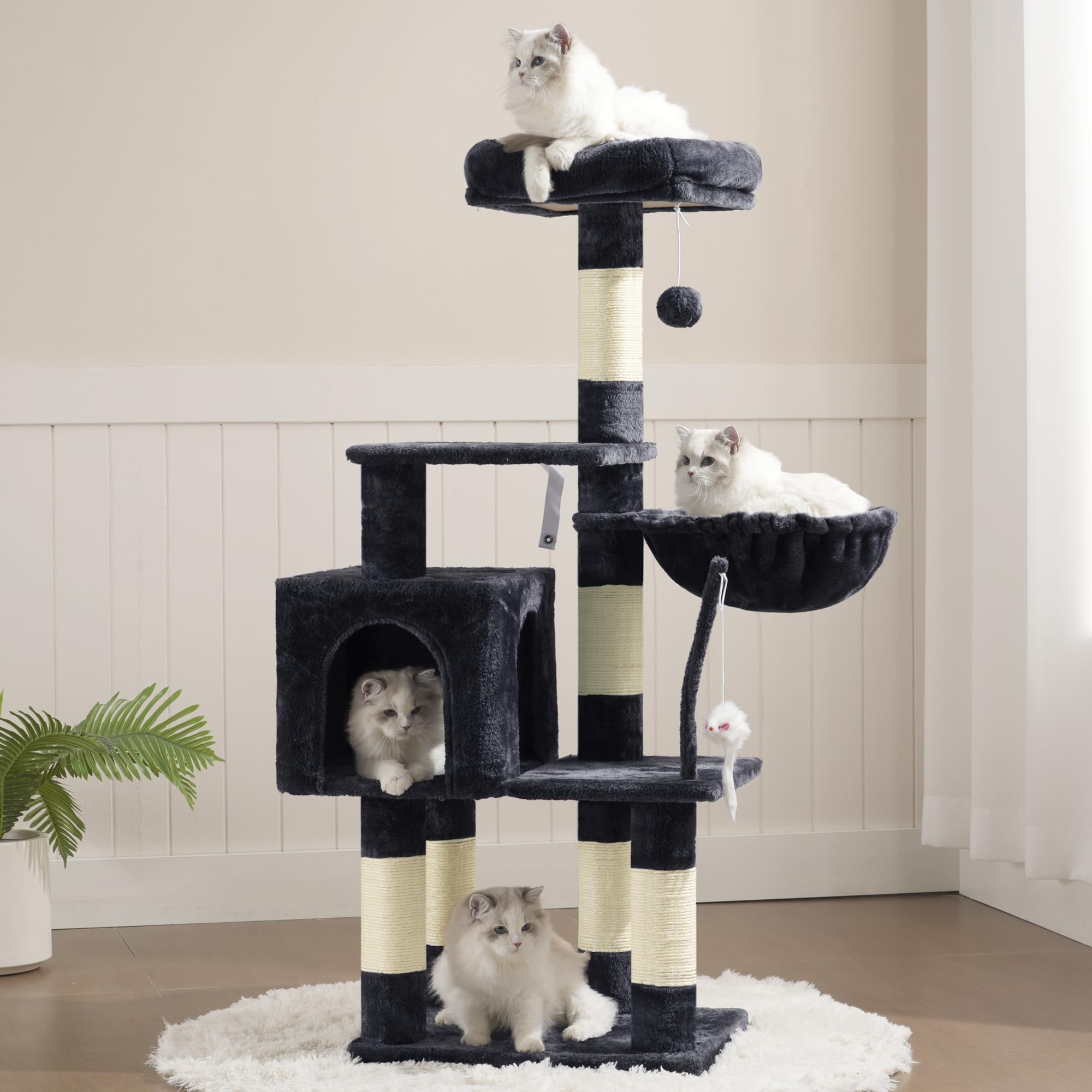 Heybly plush hammock gives a cozy spot for cats to lounge and observe.