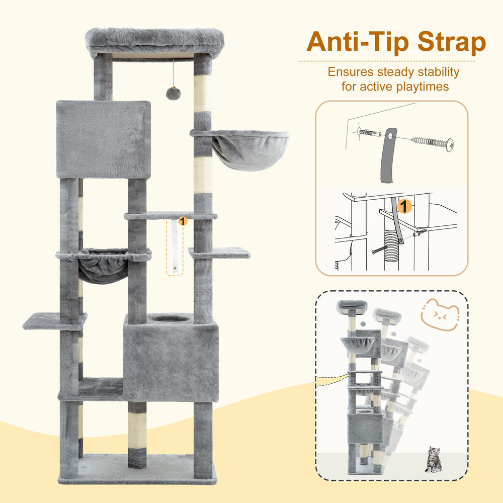 Heybly cat tree easy assembly with included tools and guide.