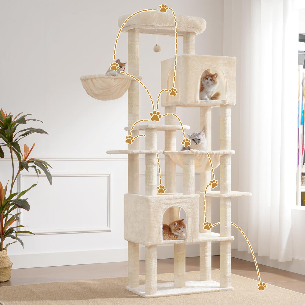 Heybly cat tree easy assembly with included tools and guide.