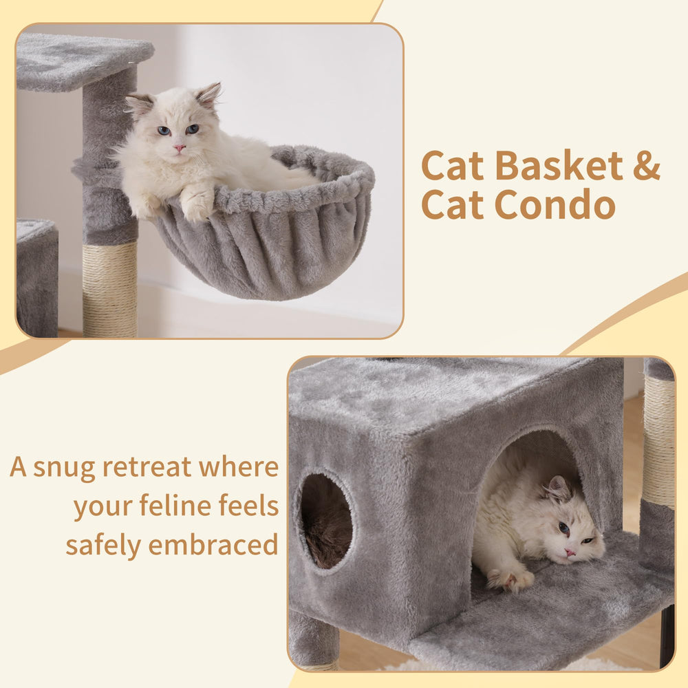 Heybly Cat Tree enlarged cat house fits larger cats seeking privacy.