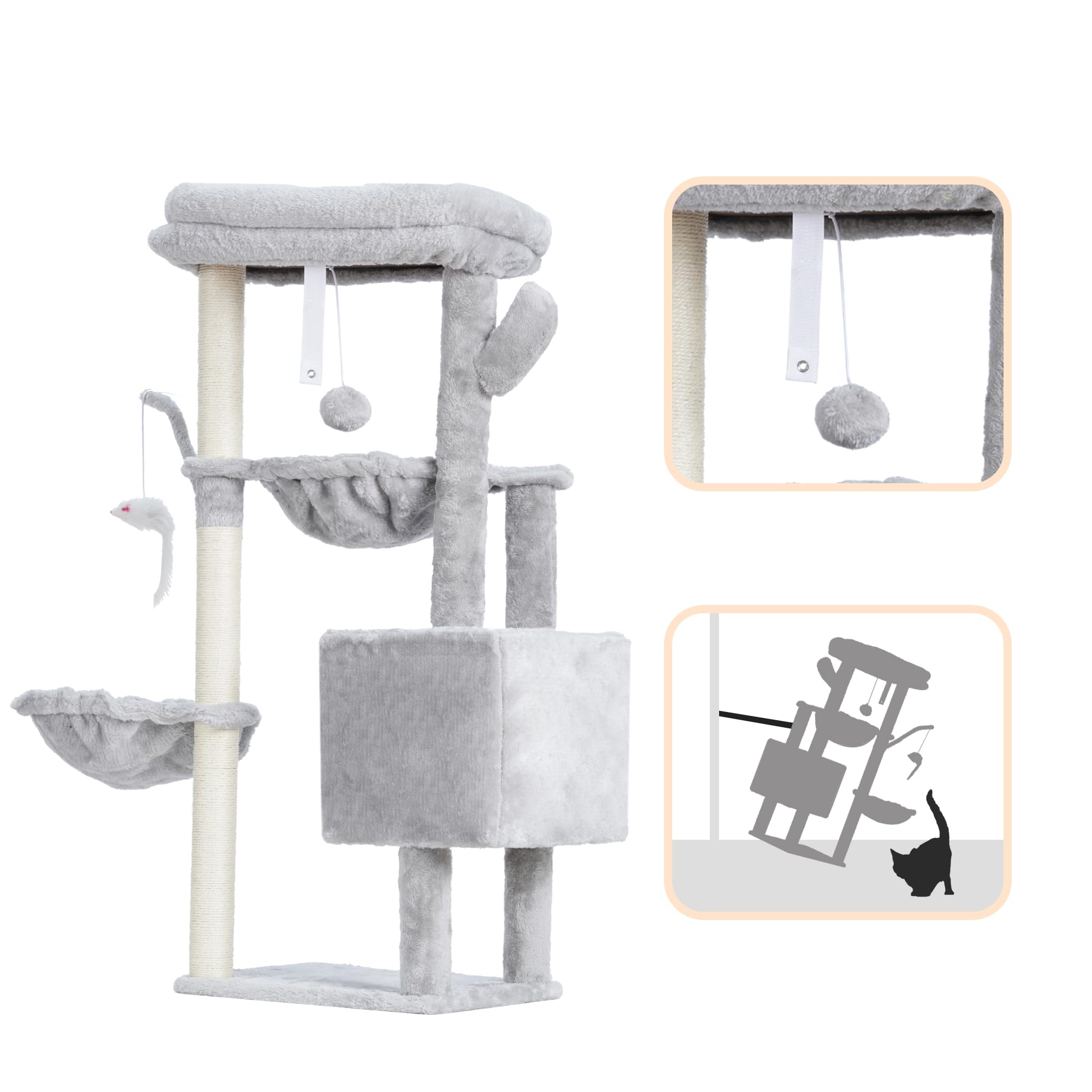 Heybly cat tree green sisal wrap detail highlights natural texture.