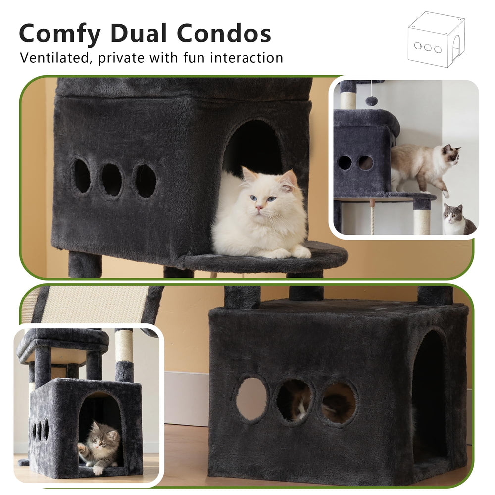 Heybly cat tree hanging toys encouraging active play
