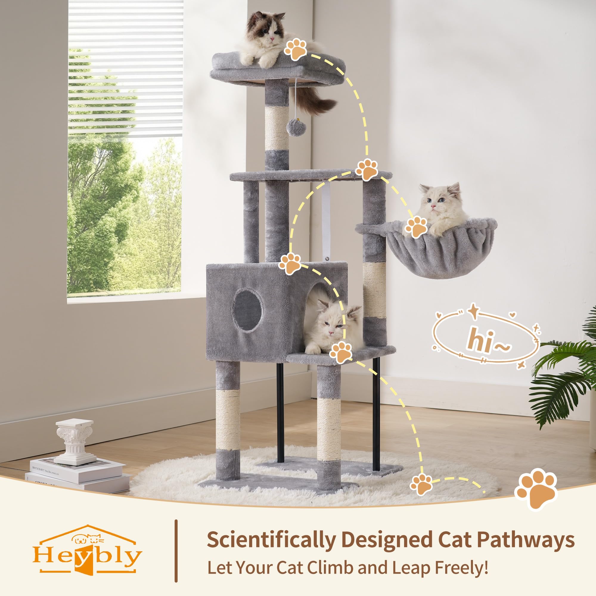 Heybly Cat Tree hidden space provides a cozy retreat for privacy naps.