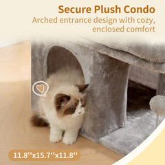 Heybly Cat Tree interactive spring ball engages curious kittens with playful motion.