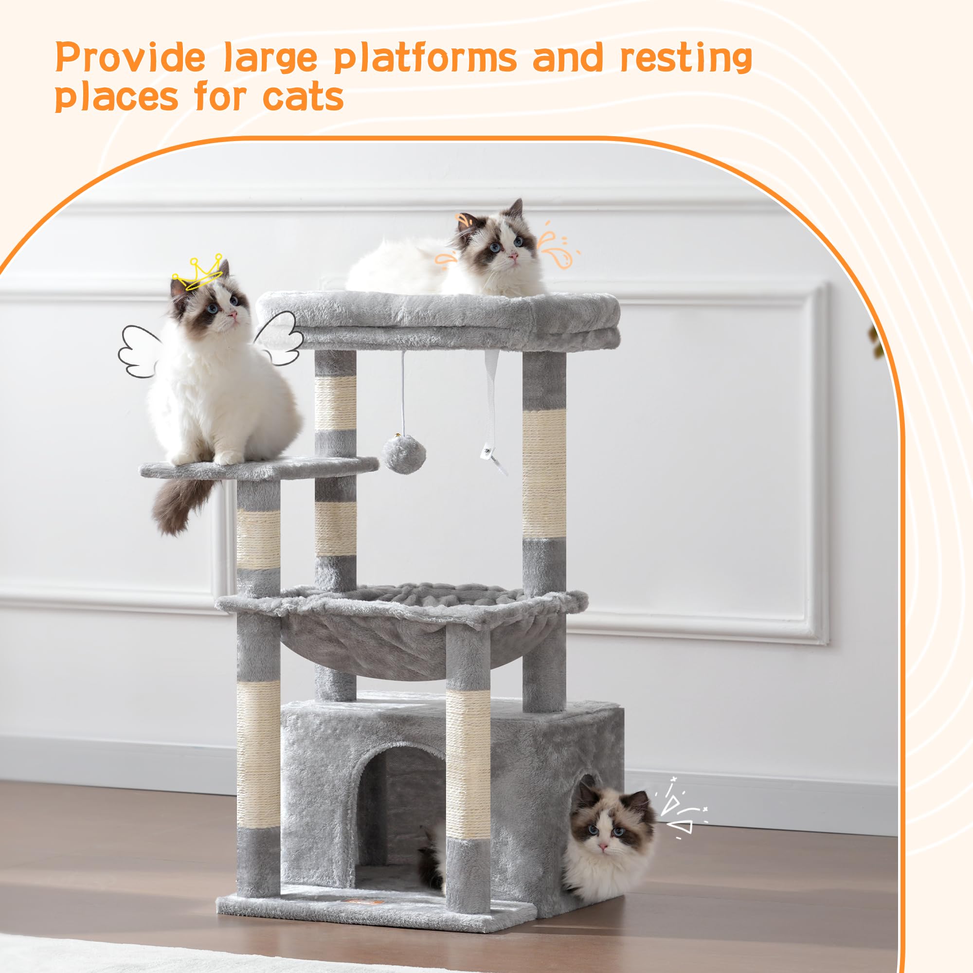 Heybly cat tree large basket provides a cozy retreat for naps