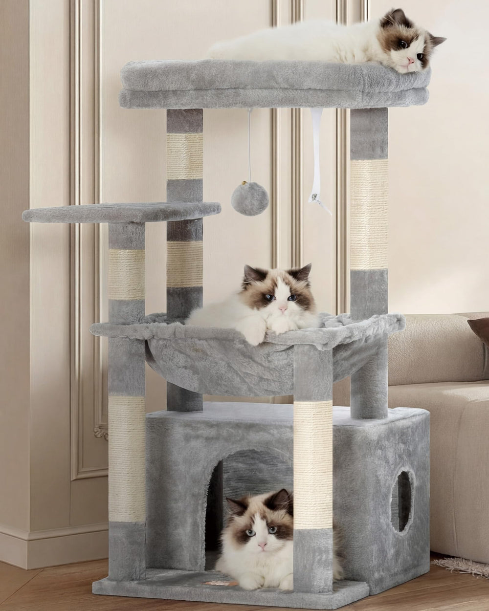 Heybly cat tree large platform offering warm lounging space for indoor cats
