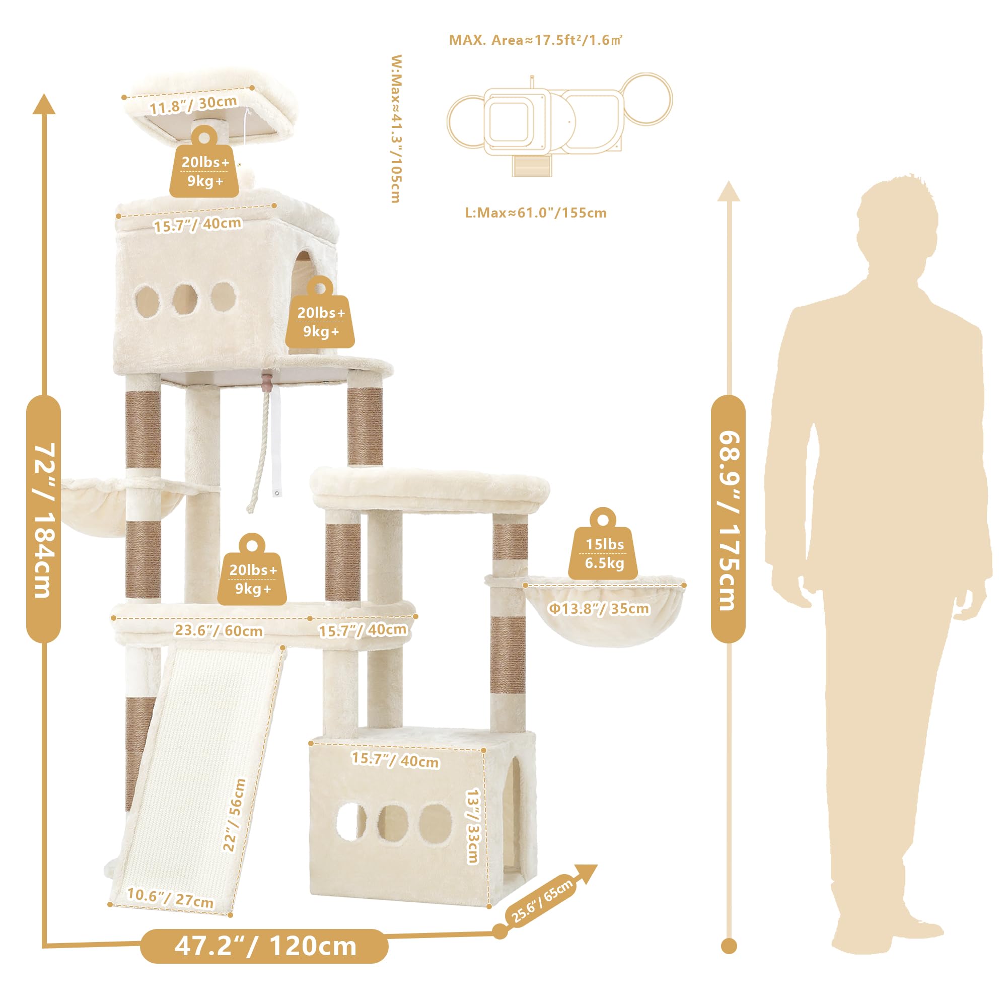Heybly cat tree large scratching board helps redirect claws away from upholstery
